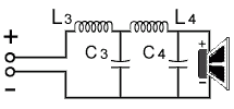 Butterworth Fourth-Order Low Pass Subwoofer Crossover Filter Schematic